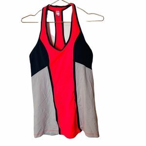 EUC Lorna Jane Orange Multicolor Racerback Padded Top Large